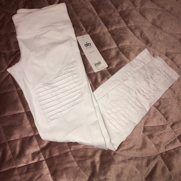 ALO Yoga Pants - Alo Yoga High-Waist Moto Legging - White/WHITE